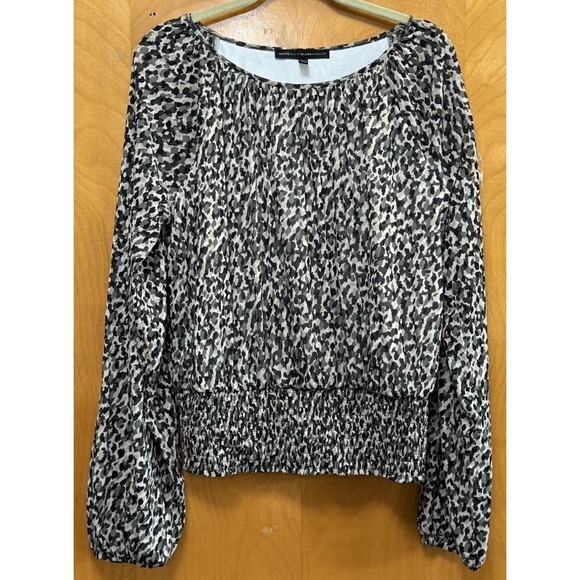 White House Black Market Tops - White House Black Market Smocked Waist Camouflage Lined Meshy Top Sz L